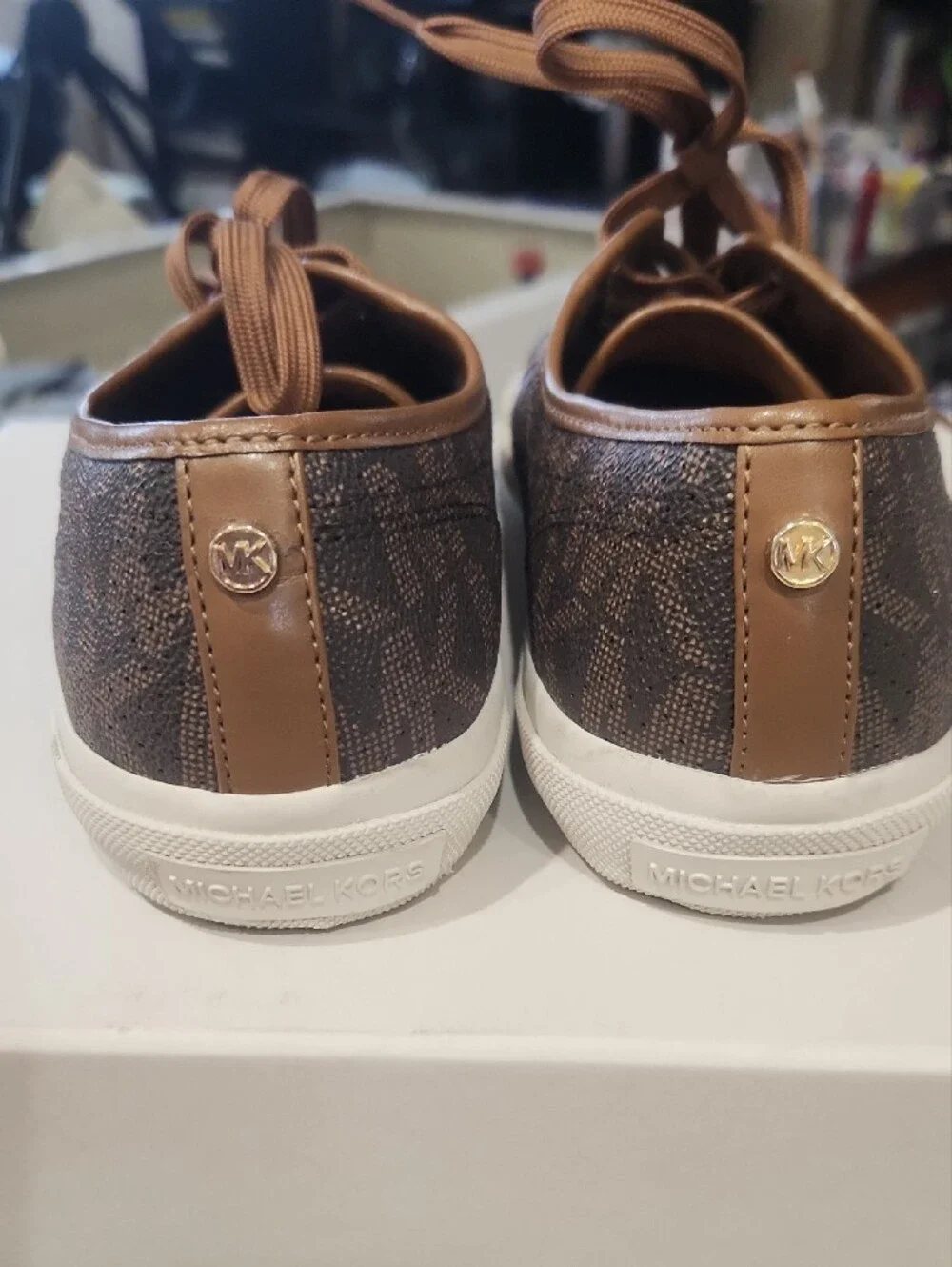 Michael Kors Brown Logo-Print Low-Top Sneakers with White Sole